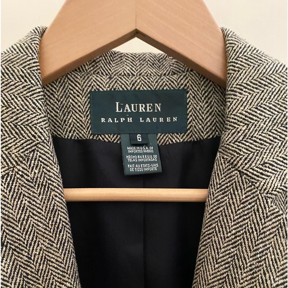 VTG Lauren Ralph Lauren Silk Herringbone Blazer Equestrian Buttons Size 6 - Picture 15 of 16